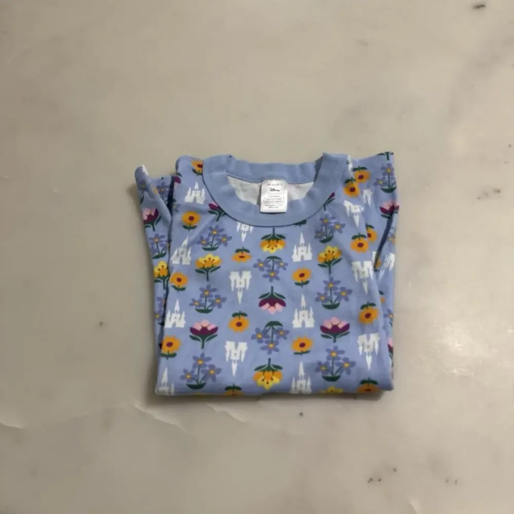 Hanna Andersson Disney Castle Floral Organic Cotton Pajama Top US10 Short Sleeve